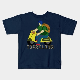 Travelling Scooter Man Kids T-Shirt